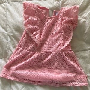 Pink Girls 5/6T Butterfly Wing-Style Lace Top